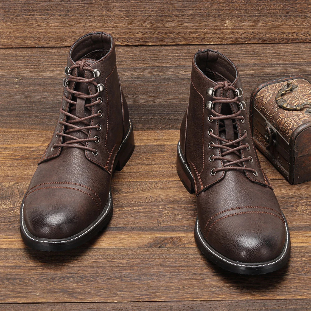 The Porto Cervo Men’s Durable Leather Lace Up Ankle Boots — 10