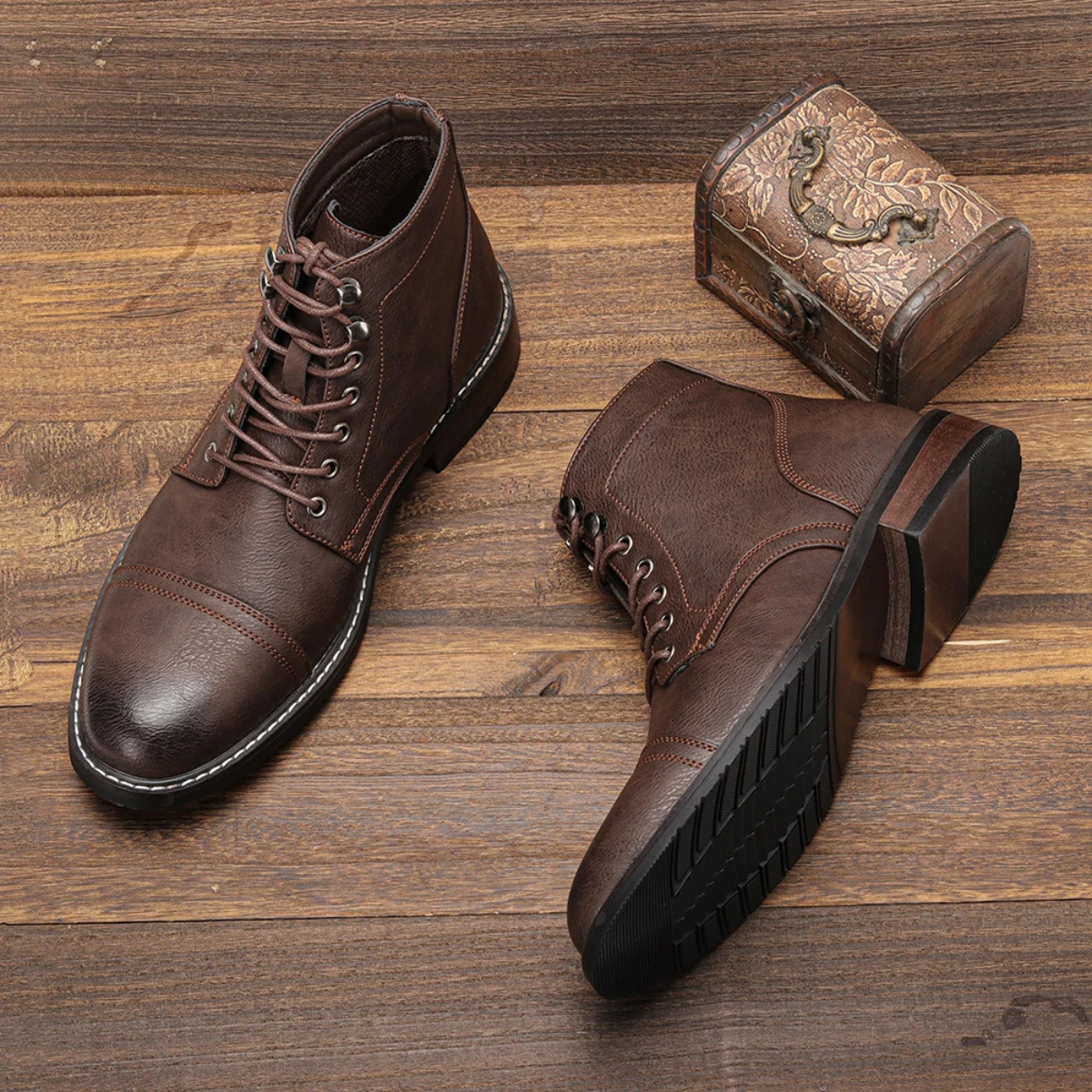 The Porto Cervo Men’s Durable Leather Lace Up Ankle Boots — 11