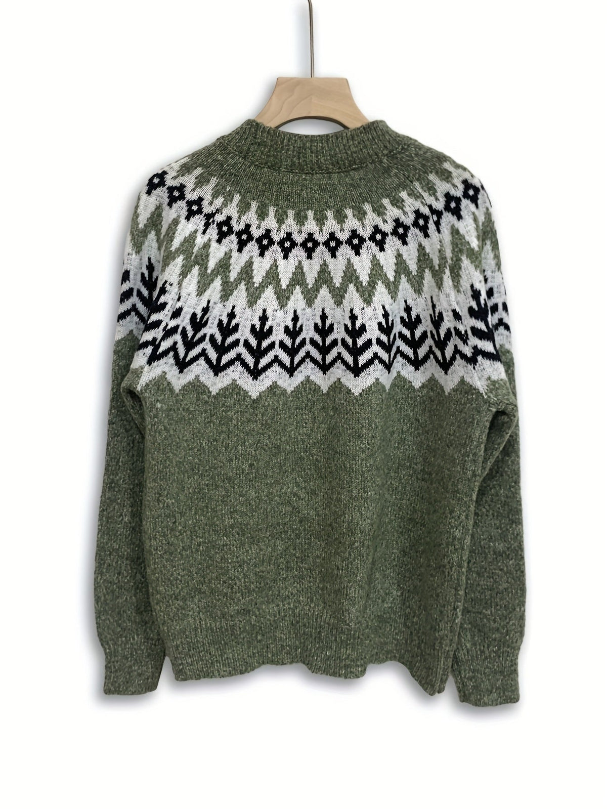 Pull à manches longues pour femme, à la mode, en jacquard à blocs de couleur — 4