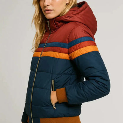 Sierra | Blouson Matelassé Rayé à Col Montant pour Femme
