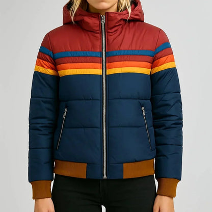 Sierra | Blouson Matelassé Rayé à Col Montant pour Femme