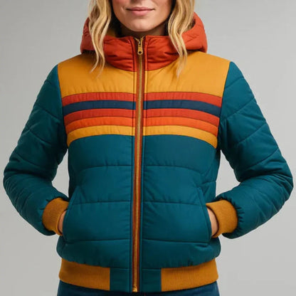 Sierra | Blouson Matelassé Rayé à Col Montant pour Femme