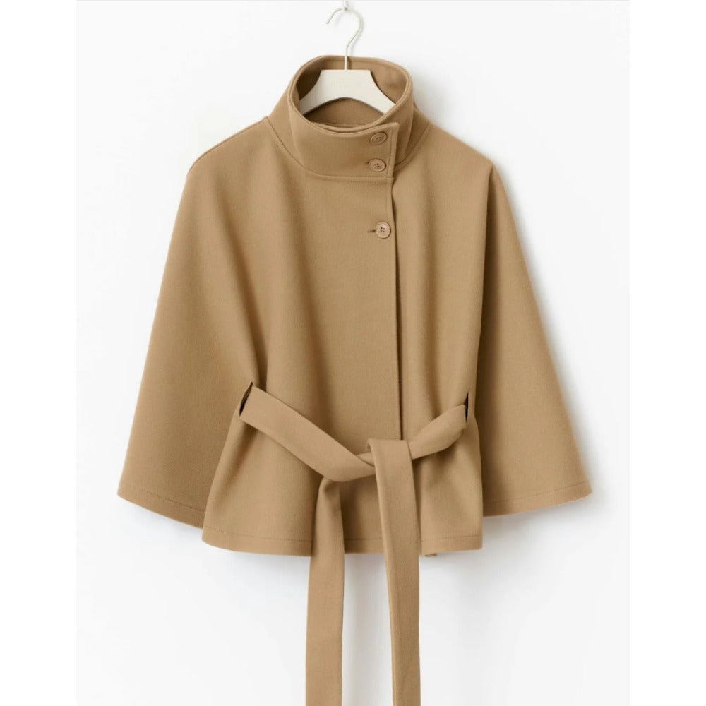 Manteau Cape à Col Haut pour Femme – Manteau d’Hiver Luxe et Élégant — 7