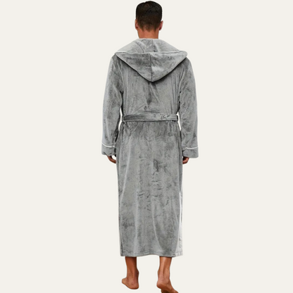 The Kenilworth Men's Hooded Fleece Long Bathrobe with Belt — 6