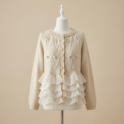 Rosie | Cardigan en Maille Torsadée à Volants pour Femme