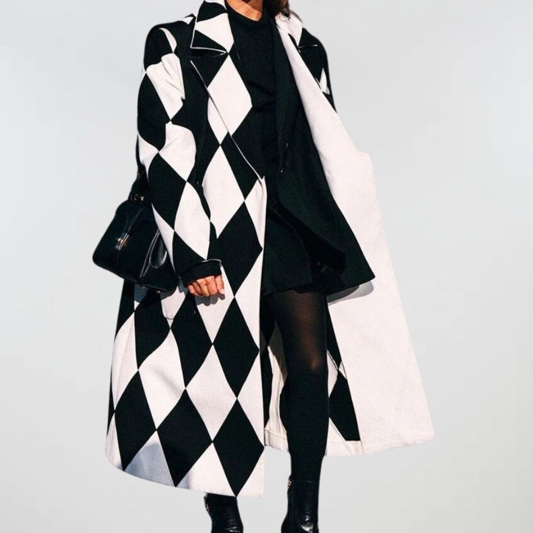 Camille | Manteau Long à Carreaux d'Hiver pour Femme
