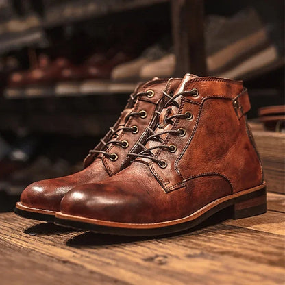 The Lucca Men’s Lace Up Vintage Leather Ankle Boots — 5