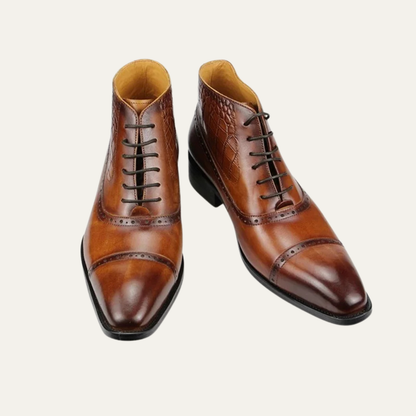 The Capo Vaticano Men’s Formal Leather Brogue Lace Up Ankle Dress Boots — 4