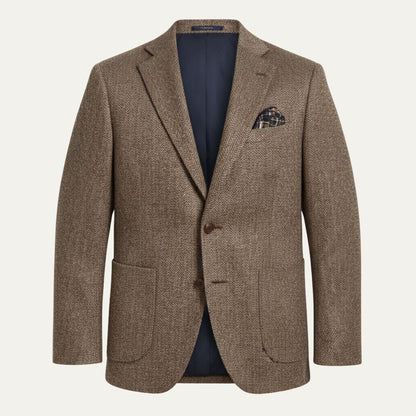 Veste Blazer en Laine Tweed à Rayures Herringbone pour Hommes Gravedona — 3