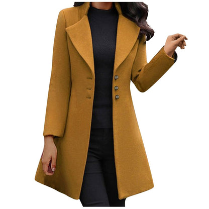 Eliza | Manteau Évasé à Revers et Boutons Dorés pour Femme