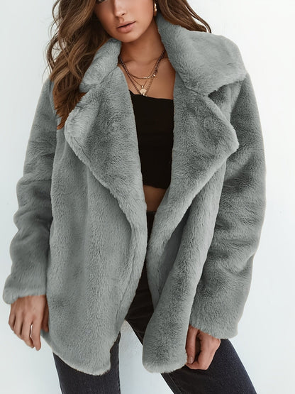 Manteau d'extérieur chaud à manches longues pour femmes, col à revers, mode automne-hiver — 8
