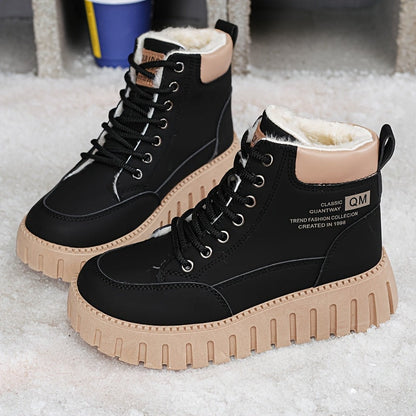Bottes Montantes Hiver pour Femmes avec Doublure, Semelle Épaisse, Baskets Confortables et Décontractées, Chaussures pour Femmes — 1