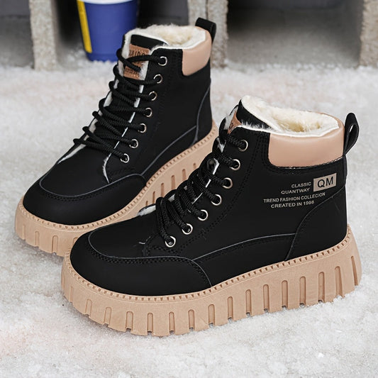 Bottes Montantes Hiver pour Femmes avec Doublure, Semelle Épaisse, Baskets Confortables et Décontractées, Chaussures pour Femmes — 1