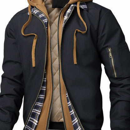 Veste à capuche unie pour homme - Coupe ample avec fermeture éclair intégrale, doublure complète pour printemps/automne/hiver, veste décontractée (sans ceinture requise) — 11