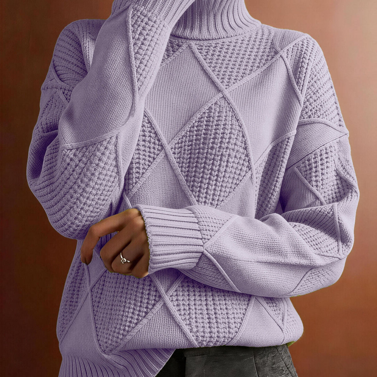 Grande Taille - Pull à Col Montant Décontracté Grande Taille — 24