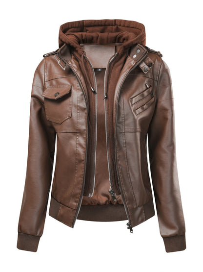 Veste 2-en-1 Femme Unie pour Printemps/Automne/Hiver – Veste Moto — 1