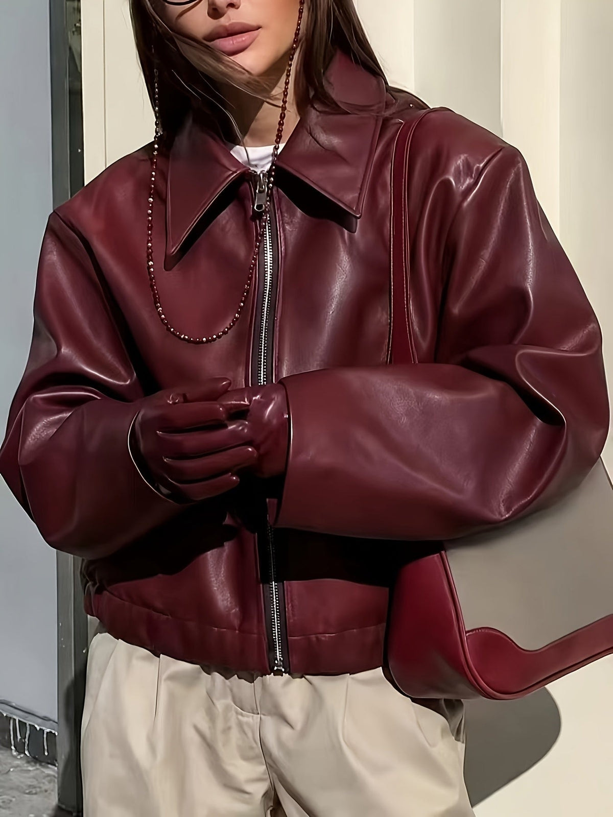 Veste en similicuir décontractée et tendance pour femmes — 10