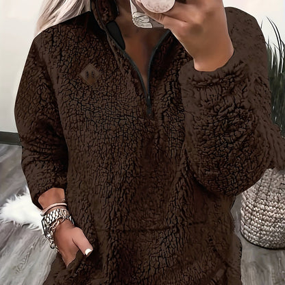 Haut sweat-shirt à la mode et élégant avec fermeture éclair et petit col montant — 17