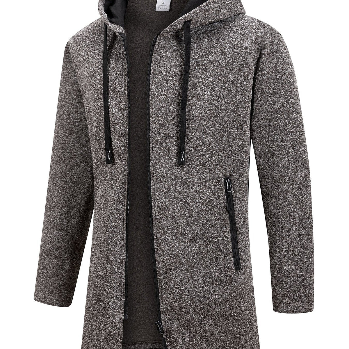 Trench long chaud doublé pour homme, automne/hiver, veste coupe ajustée, décontractée et à la mode, gris, tendance et polyvalente, haut doux et confortable, manches longues, col montant à fermeture éclair en tricot pour homme, couleur unie, pour les rasse — 17