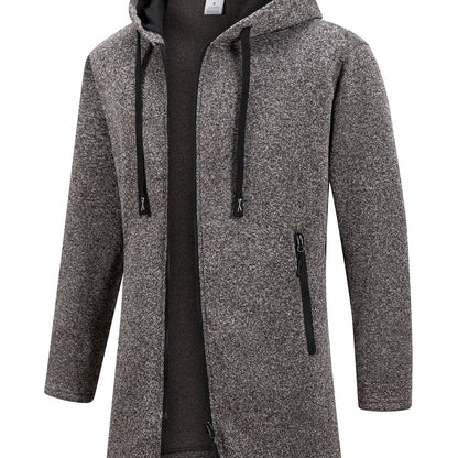 Trench long chaud doublé pour homme, automne/hiver, veste coupe ajustée, décontractée et à la mode, gris, tendance et polyvalente, haut doux et confortable, manches longues, col montant à fermeture éclair en tricot pour homme, couleur unie, pour les rasse — 17