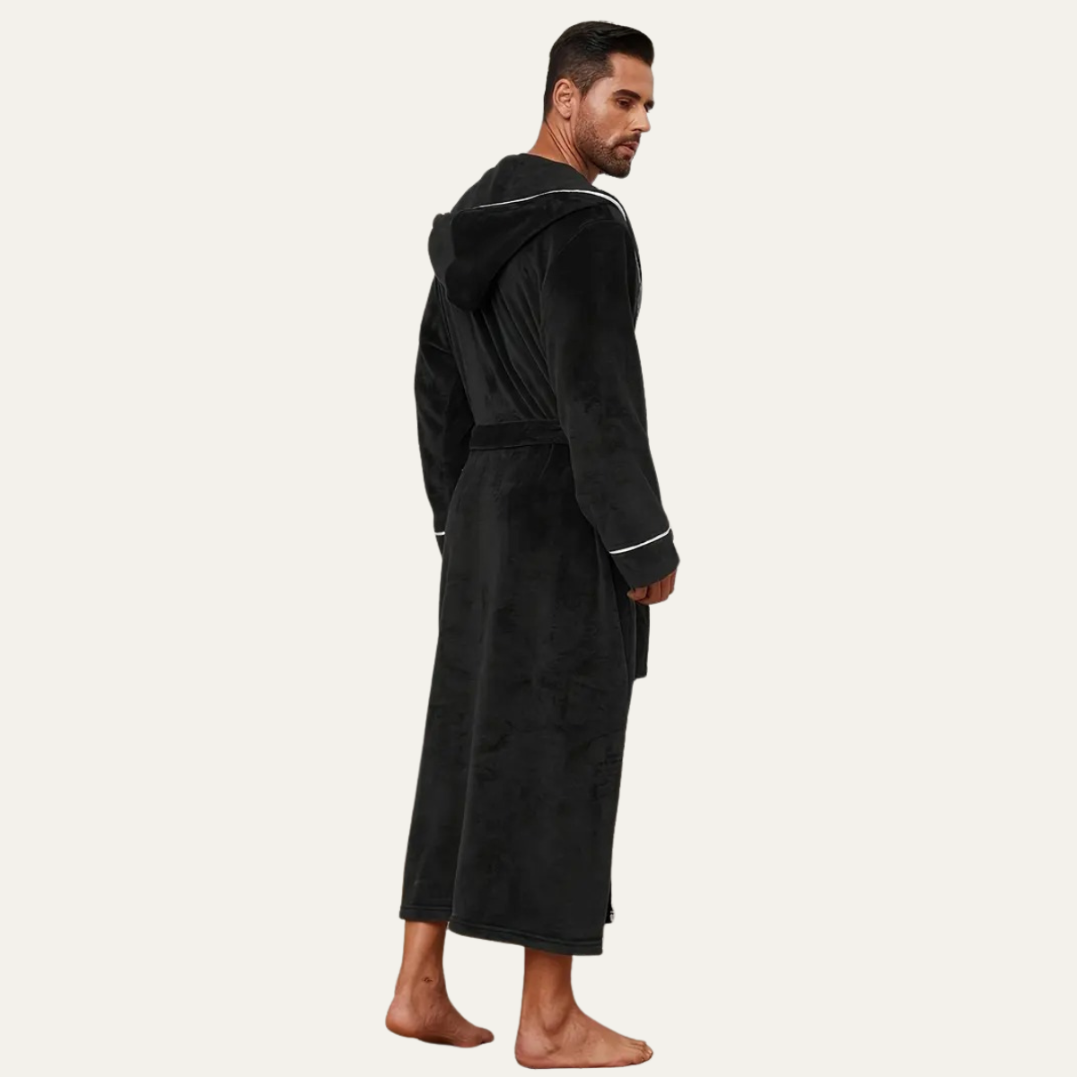 The Kenilworth Men's Hooded Fleece Long Bathrobe with Belt — 4