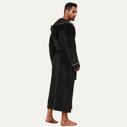 The Kenilworth Men's Hooded Fleece Long Bathrobe with Belt — 4