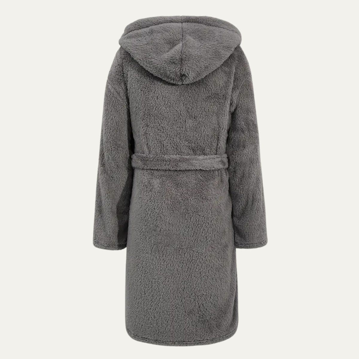 The Hungerford Men's Grey Fleece Hooded Bathrobe with Belt and Pockets — 2