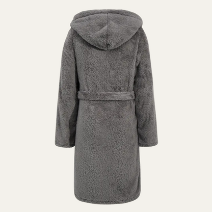 The Hungerford Men's Grey Fleece Hooded Bathrobe with Belt and Pockets — 2
