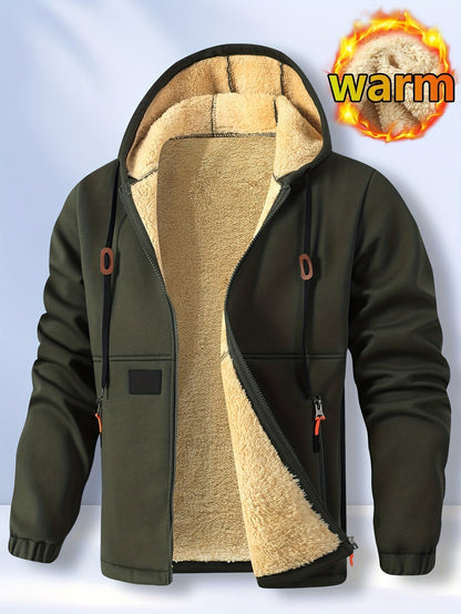 Cardigan à capuche pour homme en polaire épaisse, sweat à capuche chaud et tendance en polaire, sweat à capuche ample et confortable avec cordon de serrage, vêtements d'automne et d'hiver pour hommes, sweat à capuche décontracté pour homme avec poches zip — 7