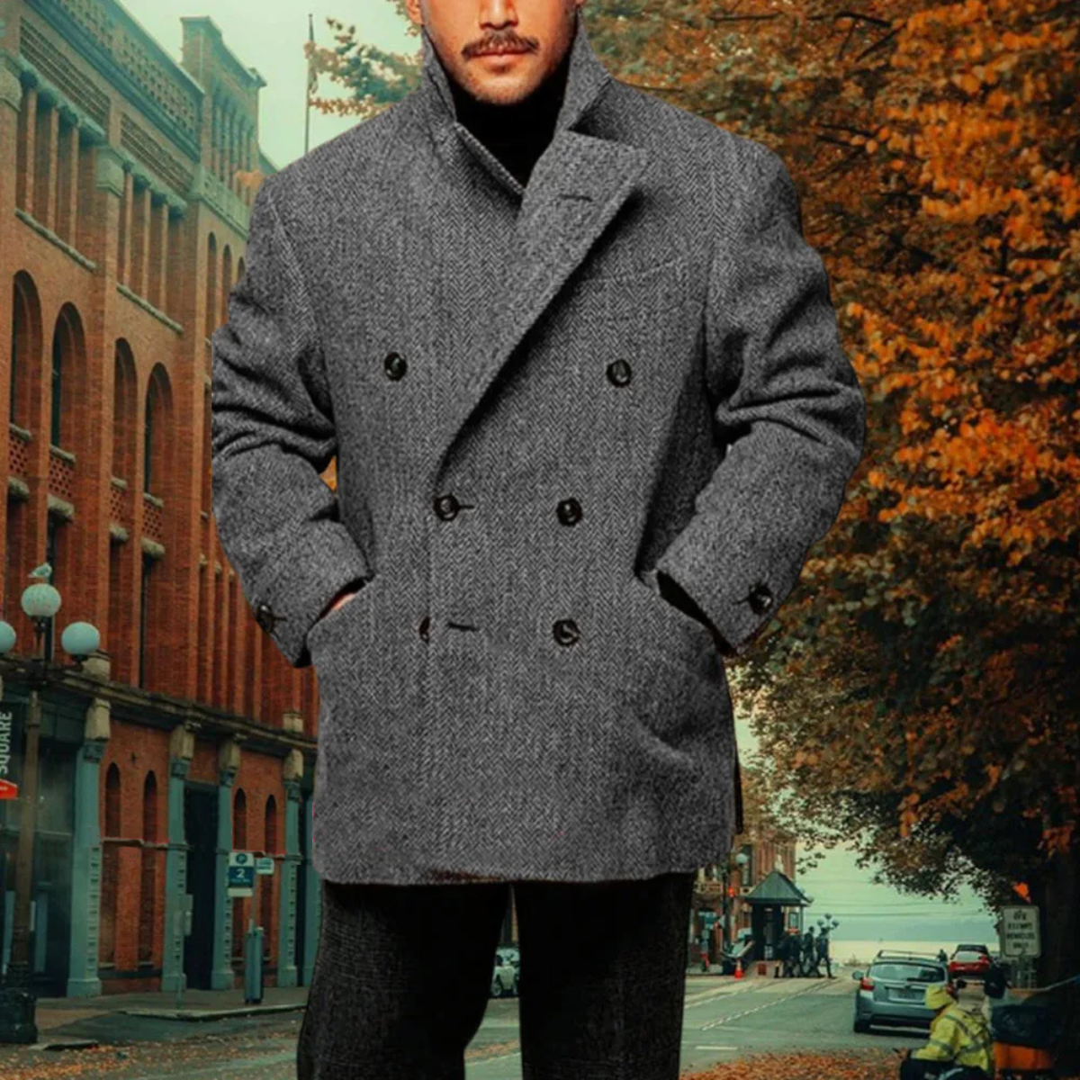 Le Blazer d'Hiver Vintage en Laine Mélangée à Double Boutonnage pour Homme Ashton — 5