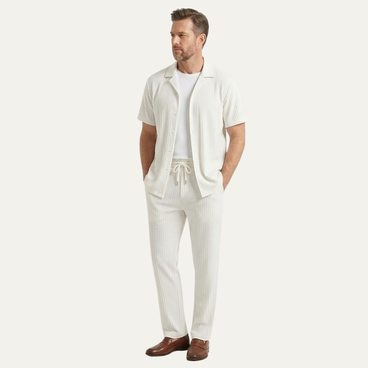 Le Set Dervio pour Hommes en Lin – Chemise Boutonnée Légère & Pantalons Décontractés — 8