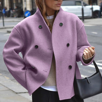 Rose | Manteau Caban Court à Boutonnage Croisé pour Femme