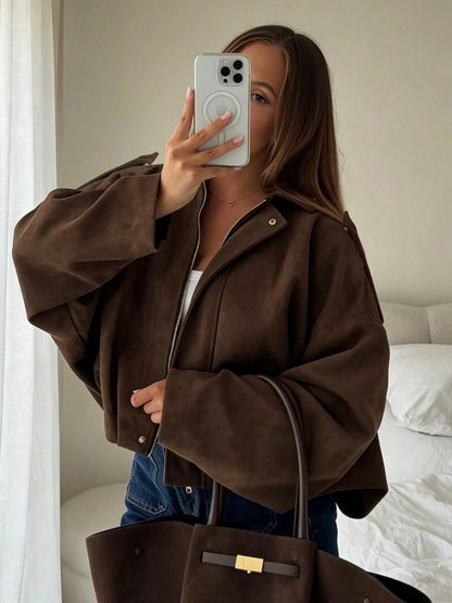 Manteau Femme Printemps Automne Nouveauté Mélange Couleur Unie Ambiant Manches Longues Mode Polyvalent Style Paresseux Veste — 1