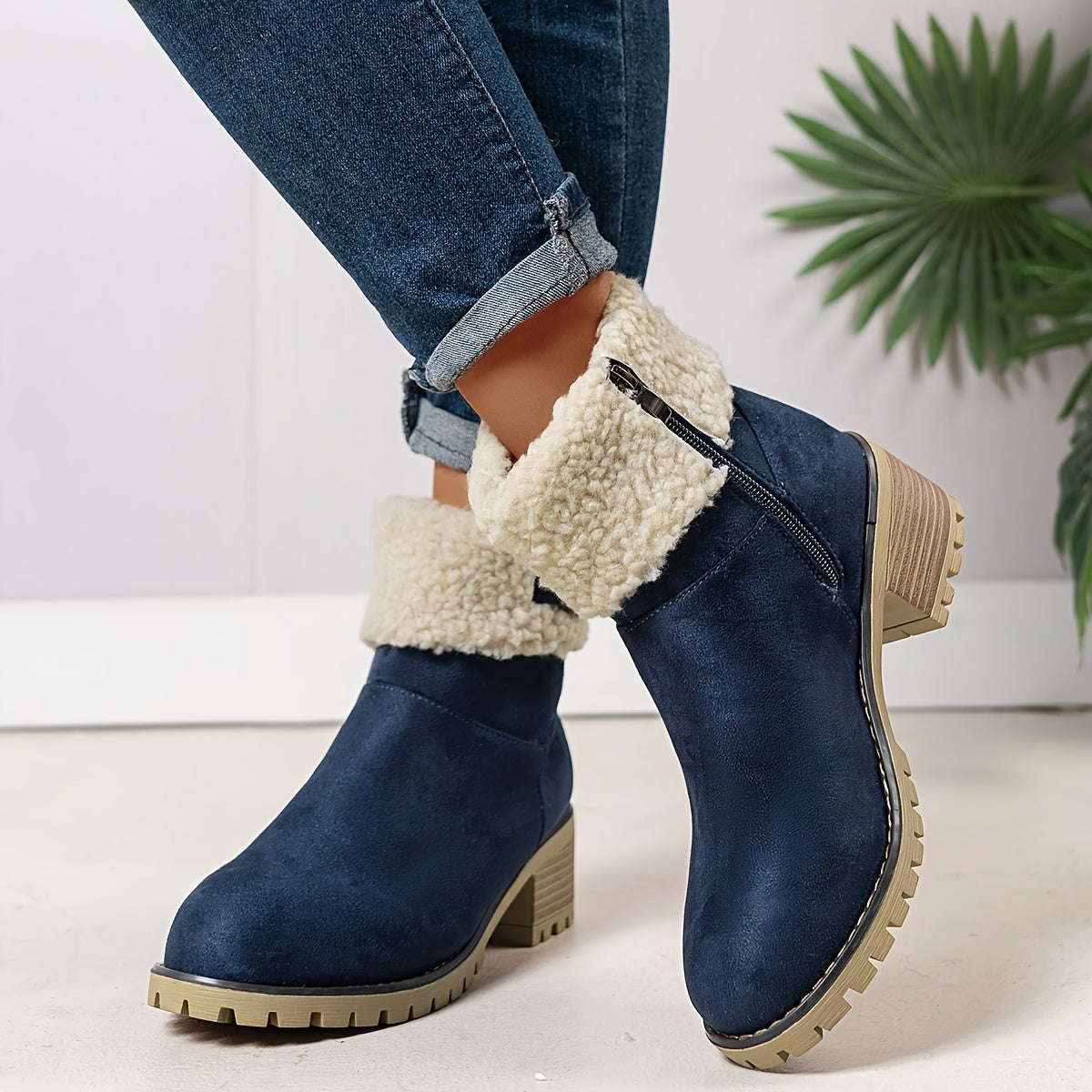 Nouvelles Bottes Montantes Noires 2025, Bottes Courtes Décontractées et Tendance pour Femmes, Bottes à Fermeture Éclair à Bout Rond pour Femmes, Chaudes et Épaisses pour l'Extérieur, Chaussures pour Femmes — 13