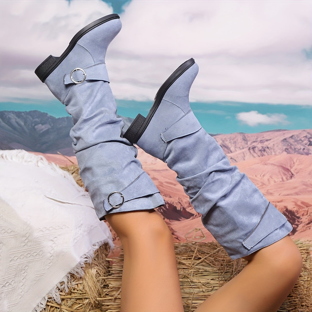 Bottes Femme Tendance Confortables à Double Bride avec Boucle Décorative, Design Polyvalent, Chaussures pour Femmes — 4