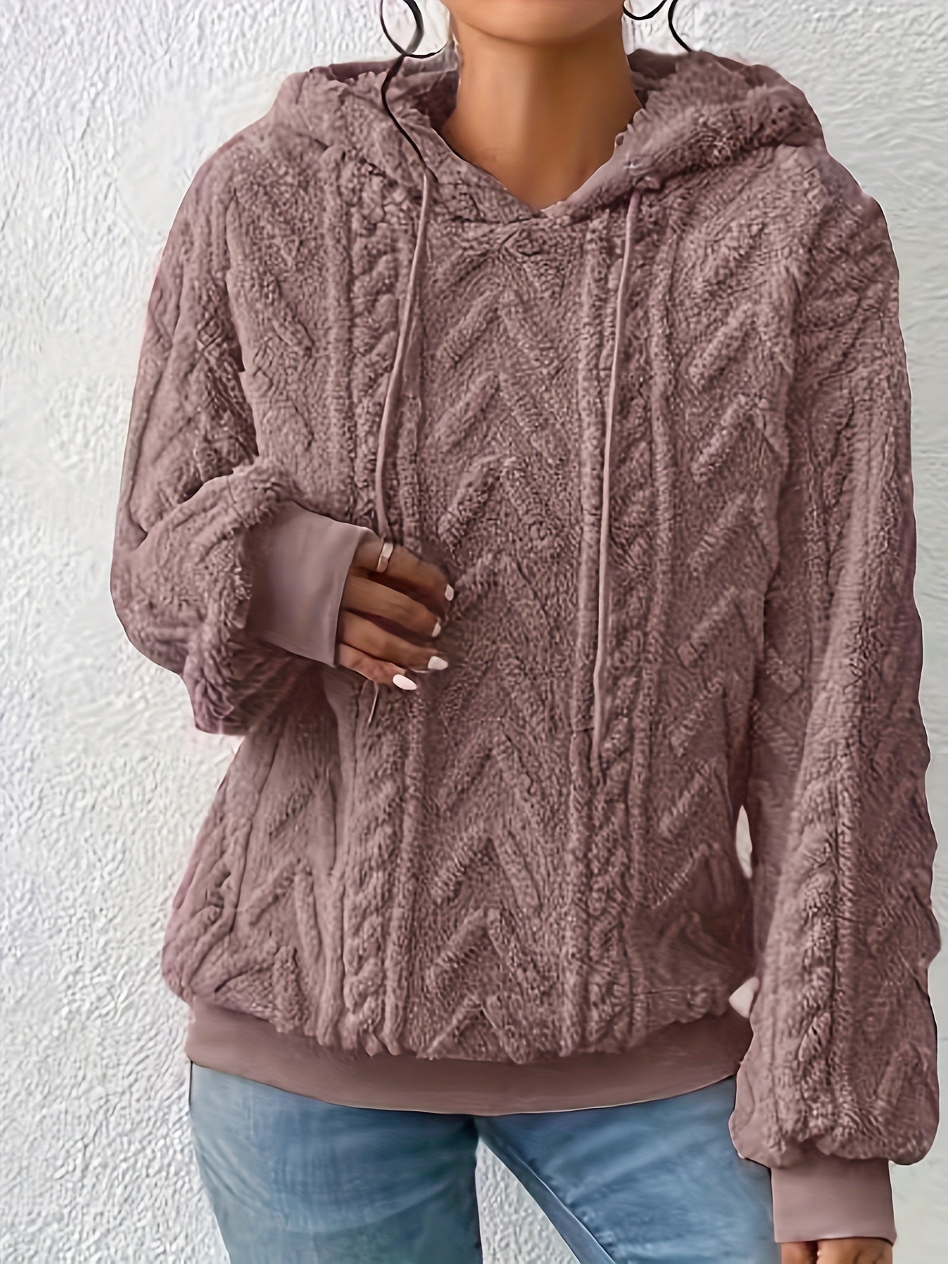 Sweat à capuche décontracté pour femme, nouvelle collection automne-hiver 2025, doublé polaire confortable, couleur unie — 6