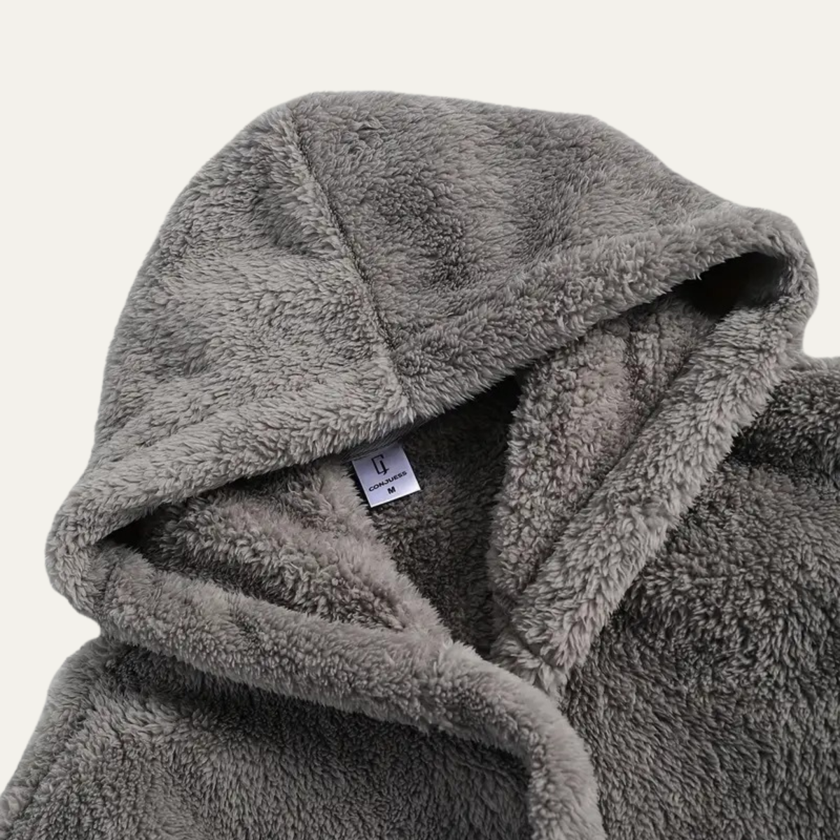 The Hungerford Men's Grey Fleece Hooded Bathrobe with Belt and Pockets — 3