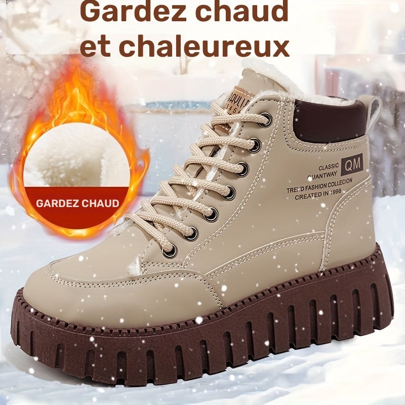 Bottes Montantes Hiver pour Femmes avec Doublure, Semelle Épaisse, Baskets Confortables et Décontractées, Chaussures pour Femmes — 5