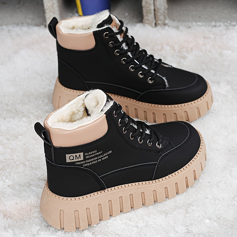 Bottes Montantes Hiver pour Femmes avec Doublure, Semelle Épaisse, Baskets Confortables et Décontractées, Chaussures pour Femmes — 2