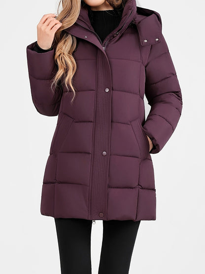 Nouveau manteau d'hiver rembourré pour femmes, mode élégant, coupe slim, idéal pour le bureau, les trajets quotidiens, cadeau de Noël, veste avec grande capuche côtelée - Vêtement d'extérieur rembourré — 2