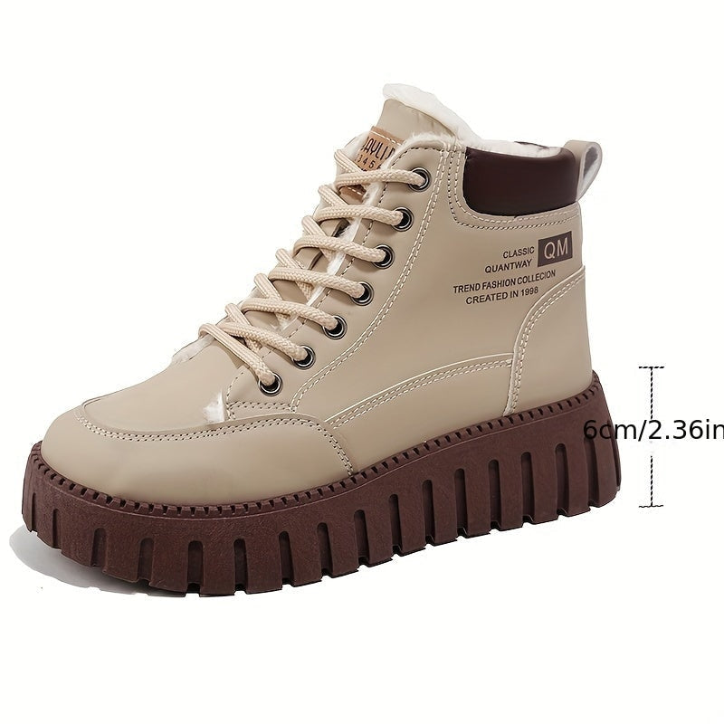 Bottes Montantes Hiver pour Femmes avec Doublure, Semelle Épaisse, Baskets Confortables et Décontractées, Chaussures pour Femmes — 12