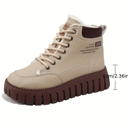 Bottes Montantes Hiver pour Femmes avec Doublure, Semelle Épaisse, Baskets Confortables et Décontractées, Chaussures pour Femmes — 12