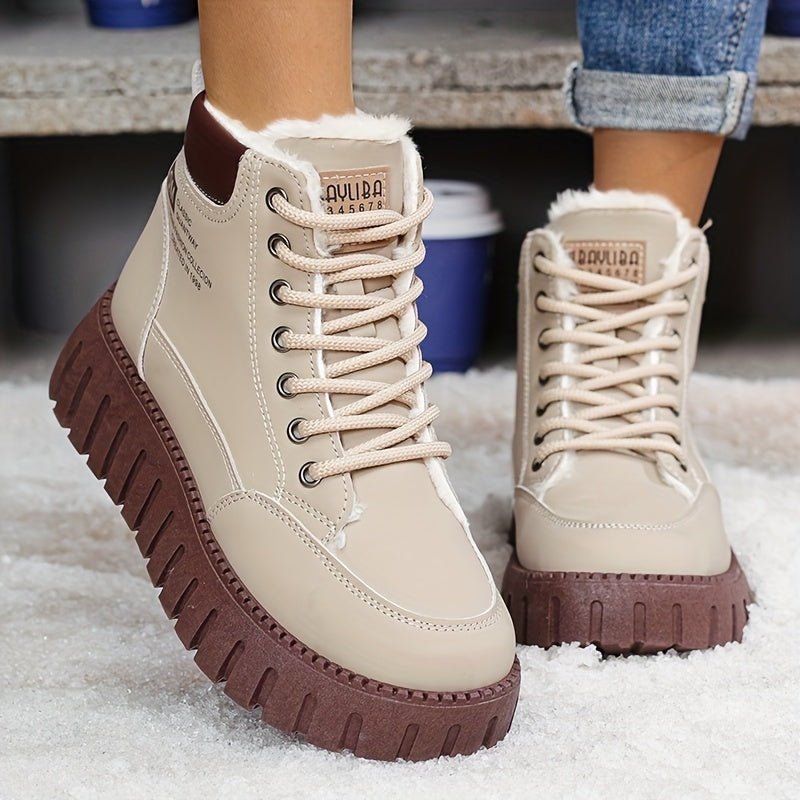 Bottes Montantes Hiver pour Femmes avec Doublure, Semelle Épaisse, Baskets Confortables et Décontractées, Chaussures pour Femmes — 6