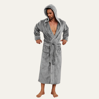 The Greenwich Men's Hooded Long Bathrobe with Belt — 2