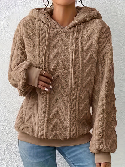 Sweat à capuche décontracté pour femme, nouvelle collection automne-hiver 2025, doublé polaire confortable, couleur unie — 2