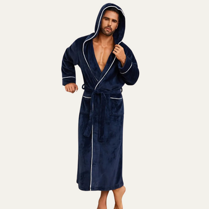 The Greenwich Men's Hooded Long Bathrobe with Belt — 5