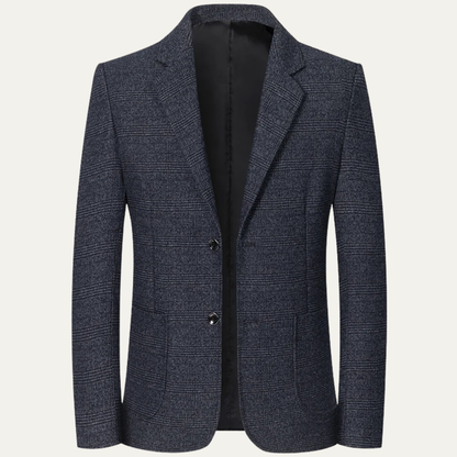 Marius | Blazer de Costume Ajusté à Revers Cranté pour Homme - Bleu Nuit Uni