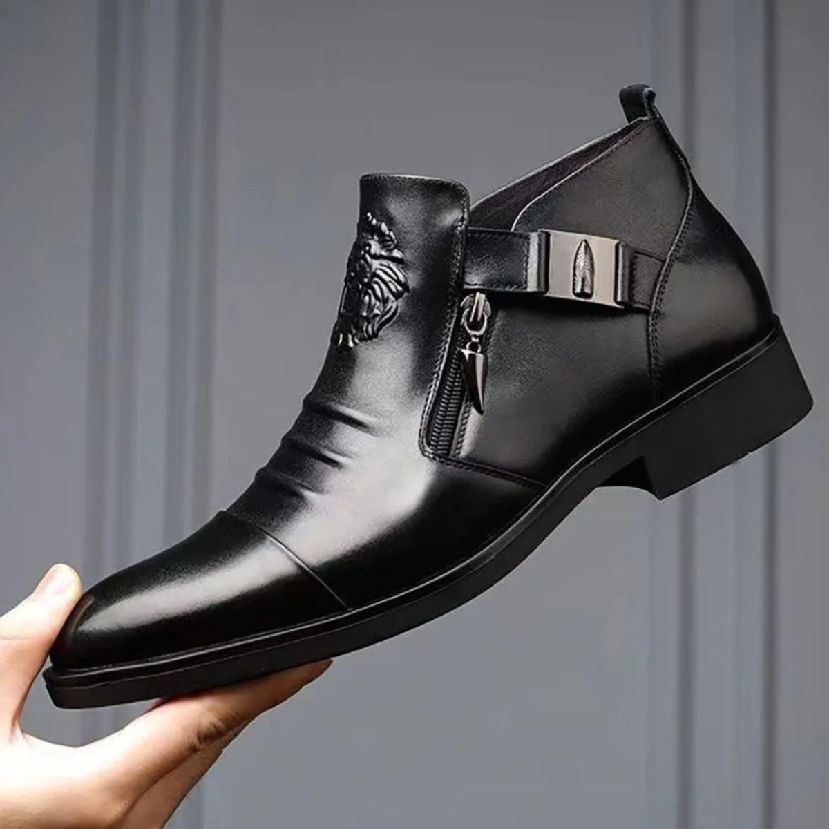 The Barbaresco Men’s Pointed Toe Leather Ankle Boots — 6