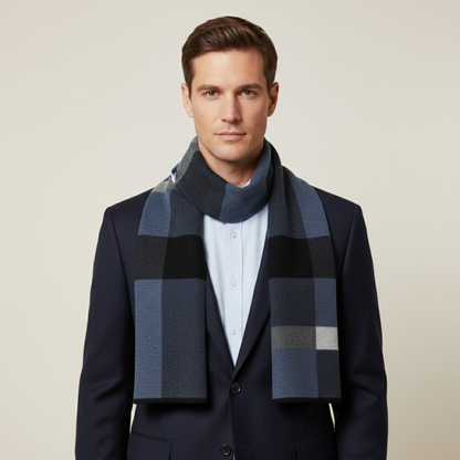 The Highgate Men's Classic Knit Plaid Scarf — 6