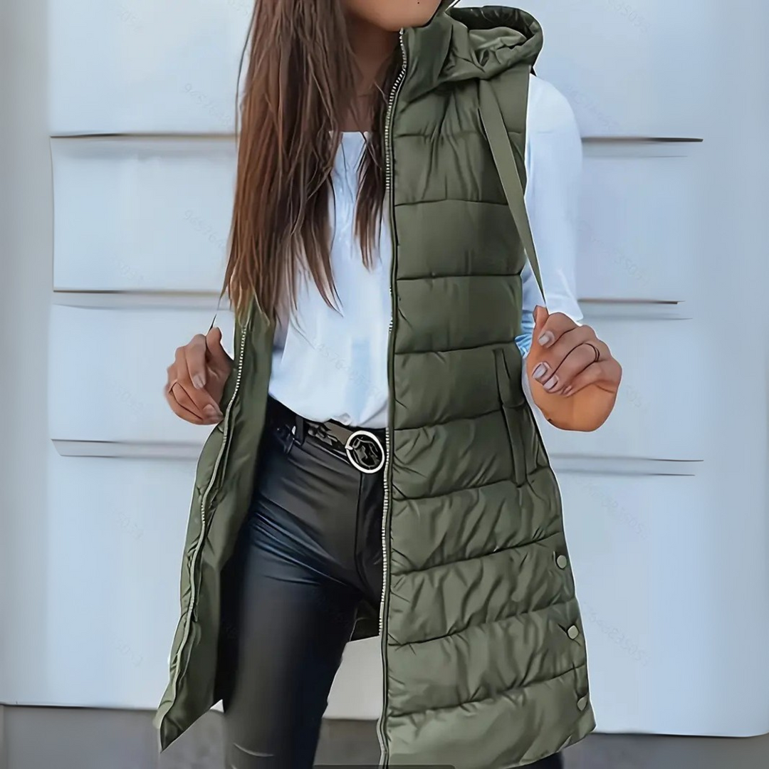 RAIN™ - Casual Sleeveless Hood Long Puffer Vest — 4